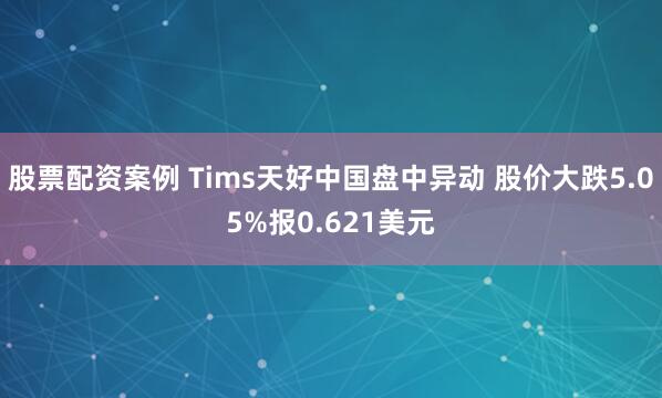 股票配资案例 Tims天好中国盘中异动 股价大跌5.05%报0.621美元