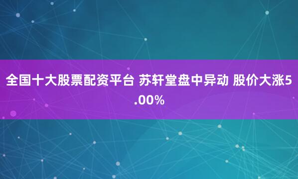 全国十大股票配资平台 苏轩堂盘中异动 股价大涨5.00%